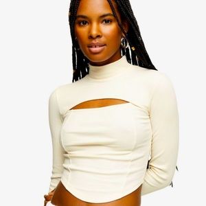 Topshop cream cutout top